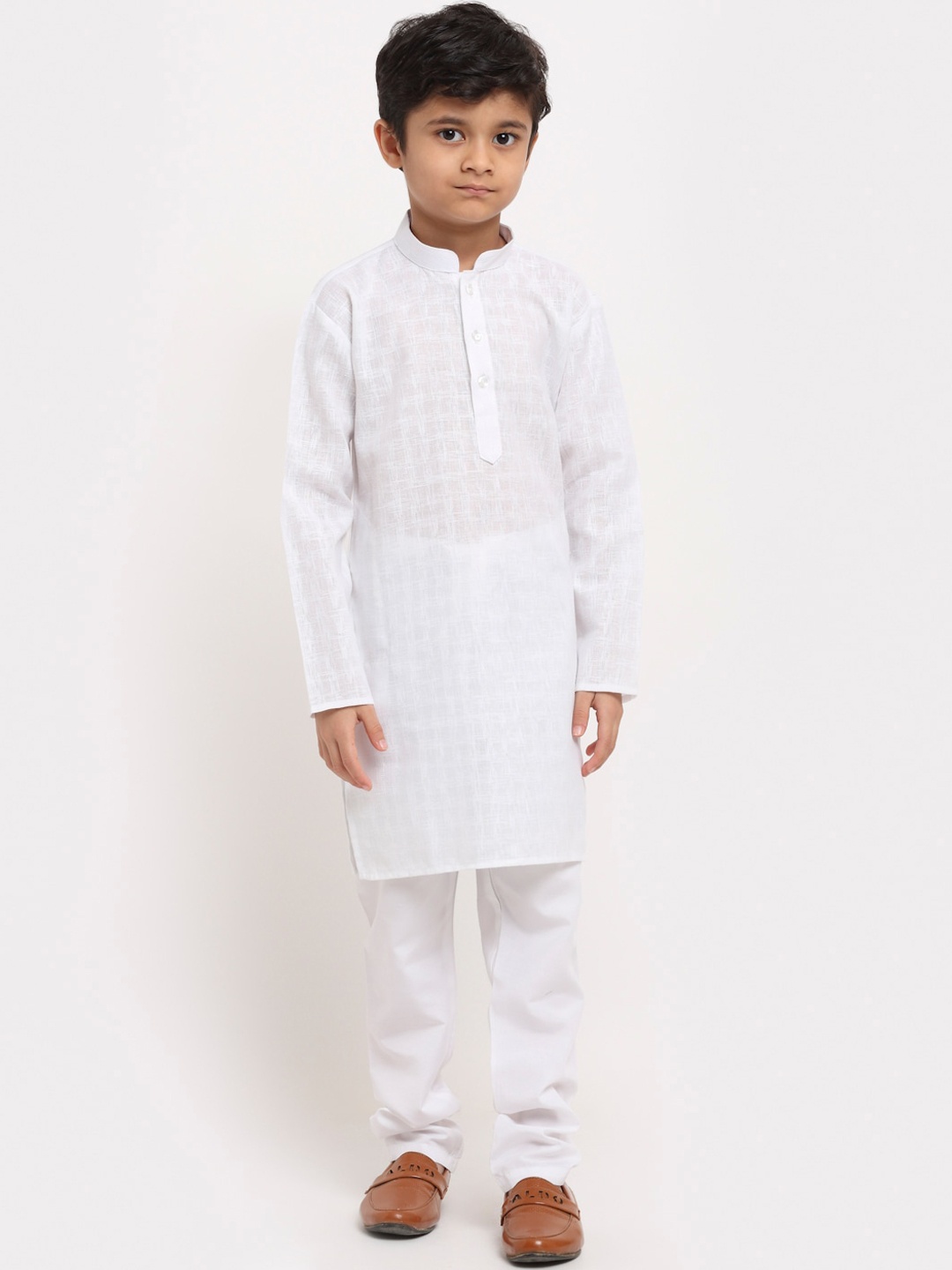 

KRAFT INDIA Boys Checked Kurta, White