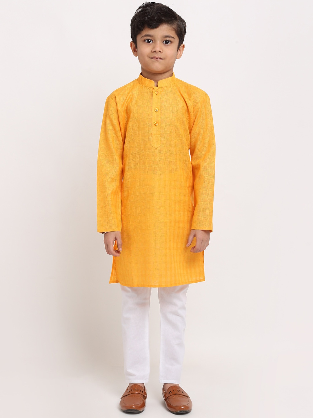 

KRAFT INDIA Boys Mustard Yellow Thread Work Kurta