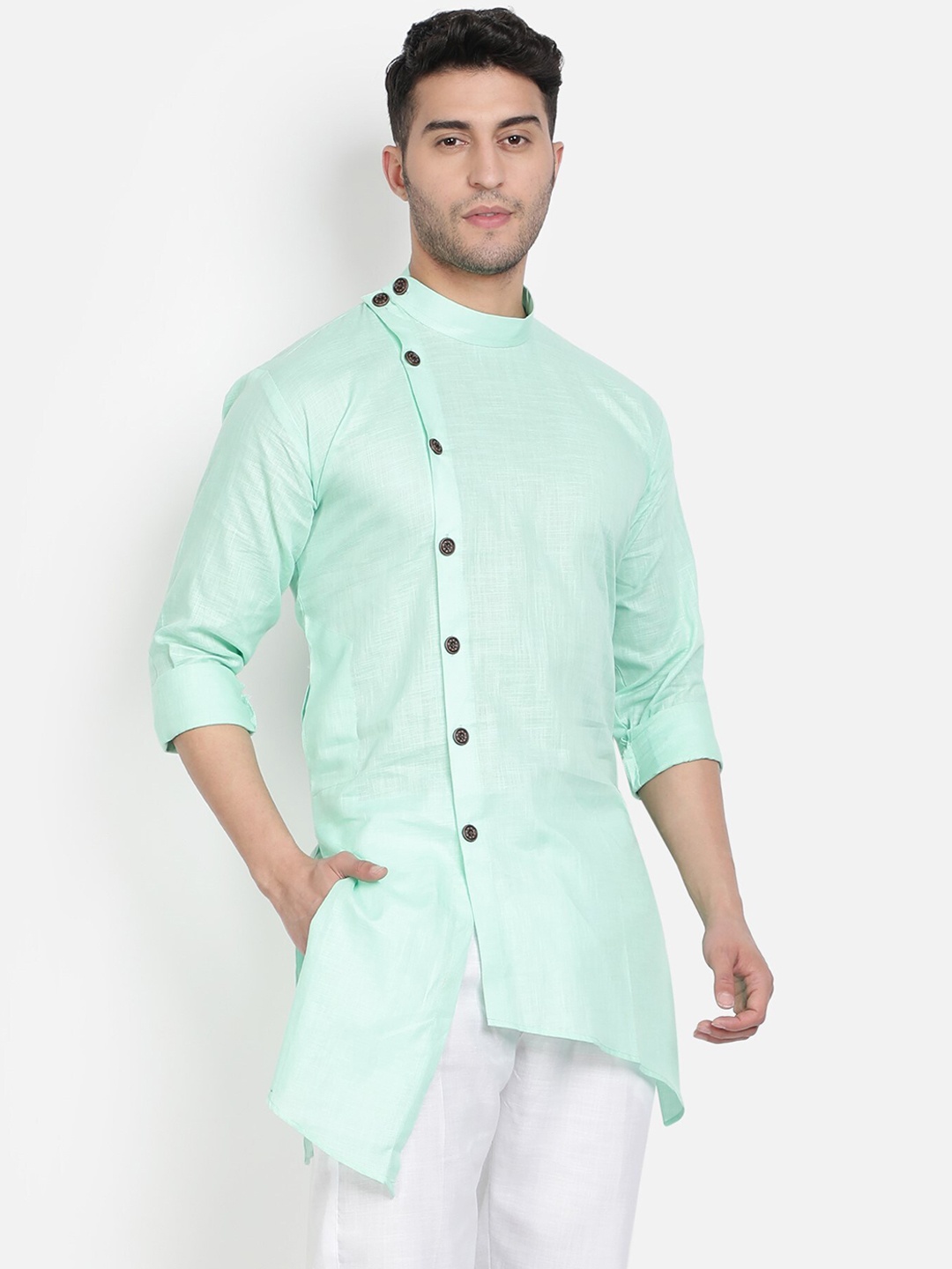 

Armaan Ethnic Men Pastels Cotton Kurta, Lime green
