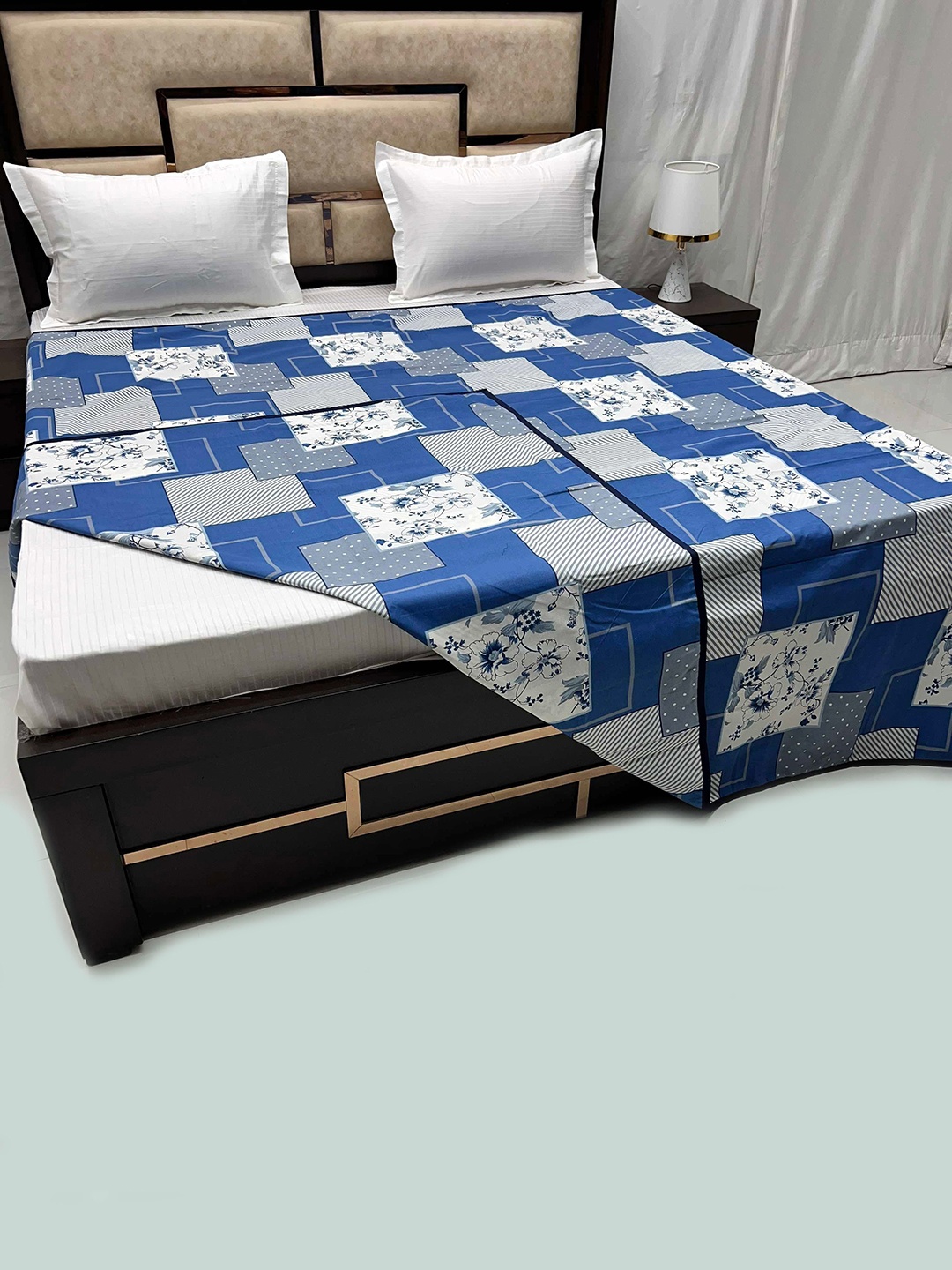 

Pure Decor Printed Super King Pure Cotton Duvet Cover, Blue