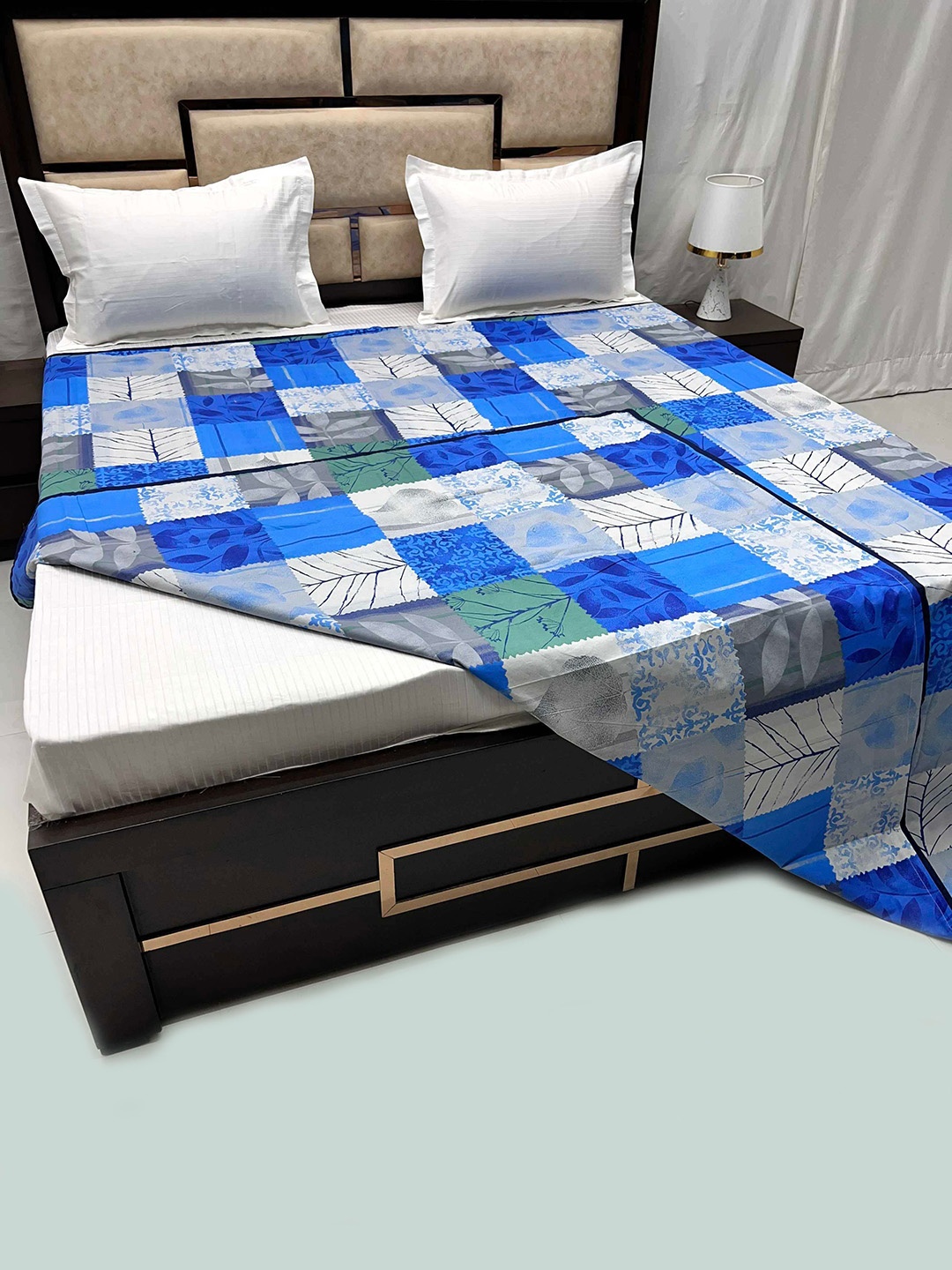 

Pure Decor Printed Super King Size Pure Cotton Duvet Cover, Blue
