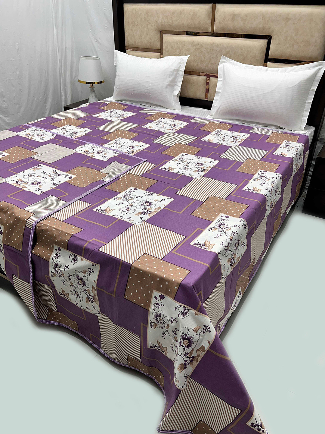 

Pure Decor Purple Printed Pure Cotton 300 TC King-Size Duvet Cover