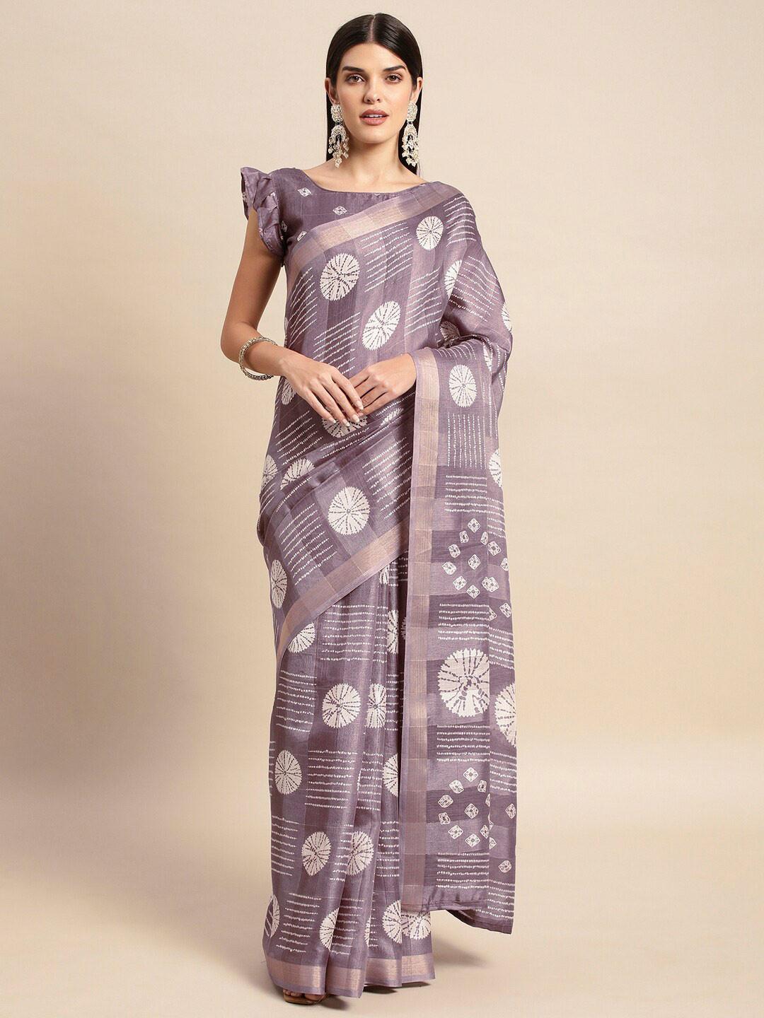 

Satrani Ethnic Motifs Printed Saree, Purple