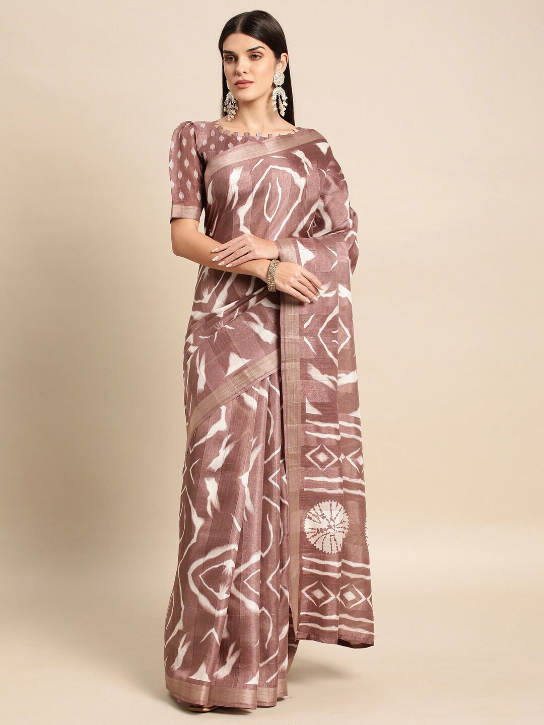 

Satrani Tie and Dye Saree, Brown