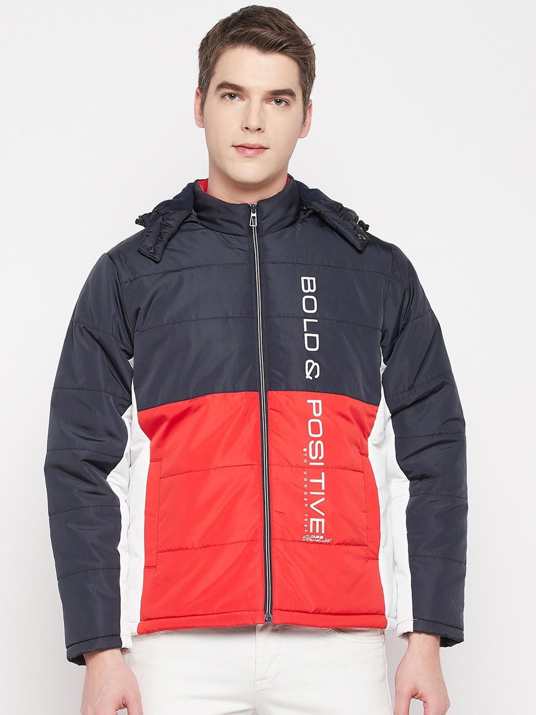 

Duke Men Colourblocked Padded Jacket, Red