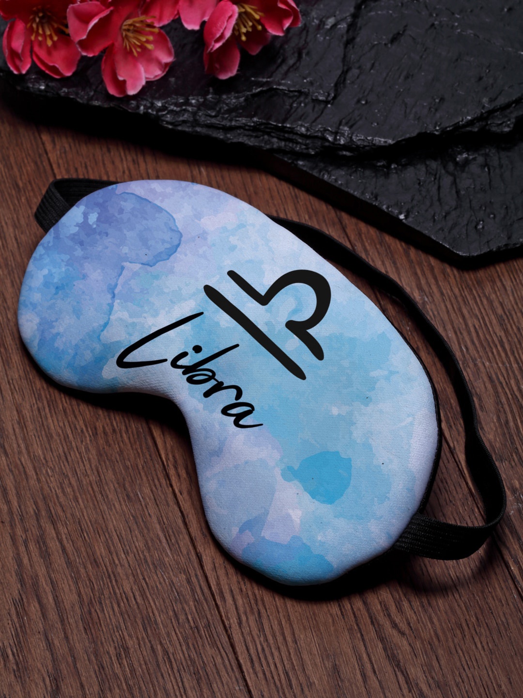 

Crazy Corner Printed Libra Zodiac Satin Eye Mask, Blue