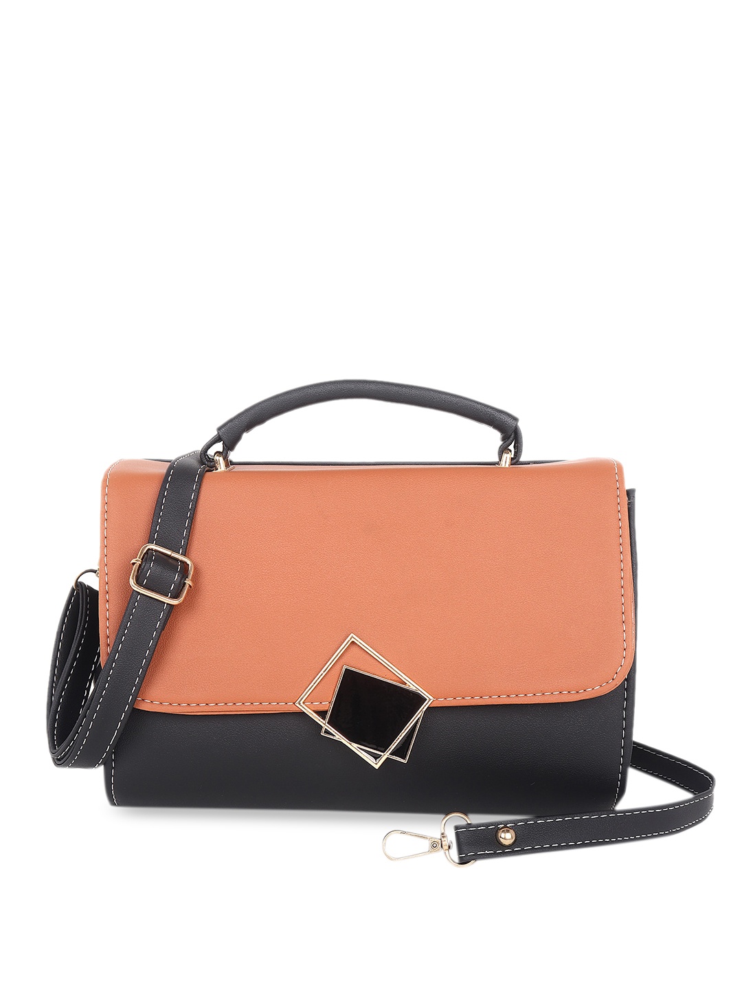 

Stropcarry Colourblocked Structured Handheld Bag, Black