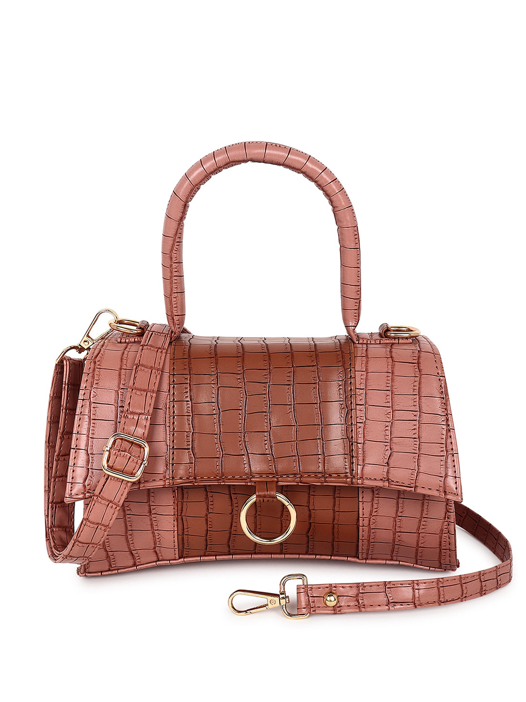 

Stropcarry Brown Textured PU Structured Handheld Bag