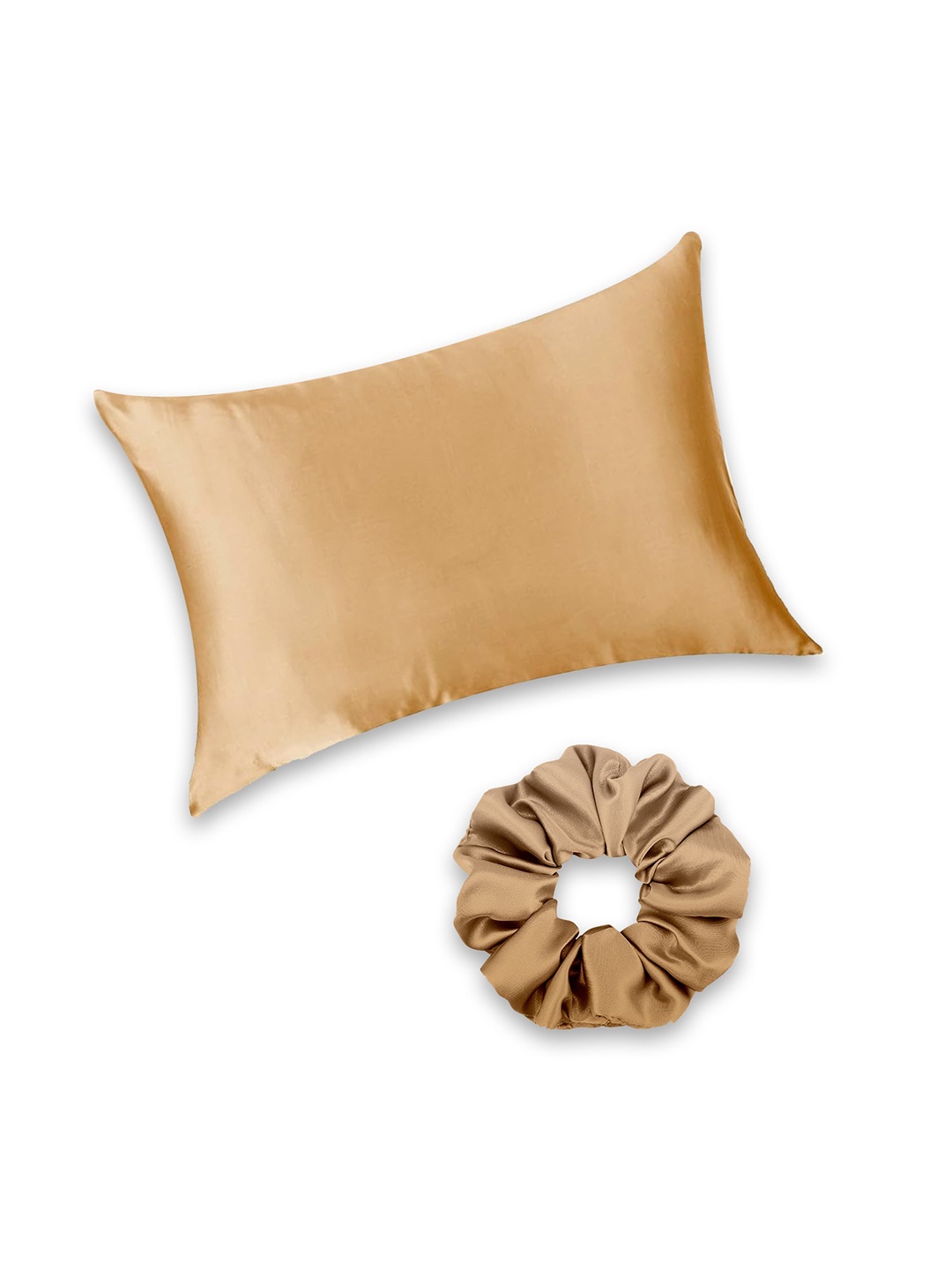 

Furbo Gold Toned Set Of 2 Mulberry Silk Pillow Covers With 2 Scrunchies