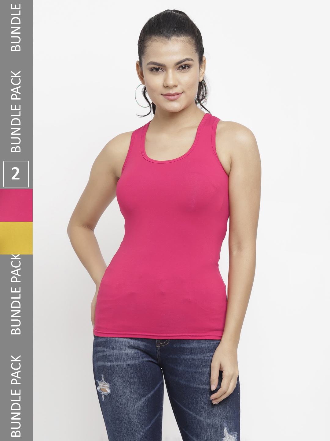 

N-Gal Pack Of 2 Solid Tank Top, Mustard