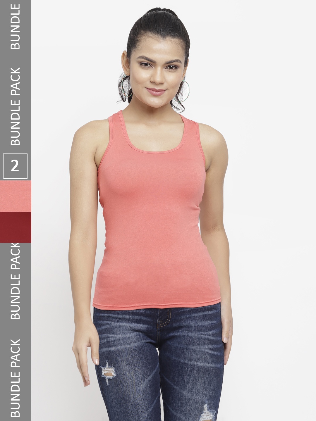 

N-Gal Pack Of 2 Solid Tank Top, Pink