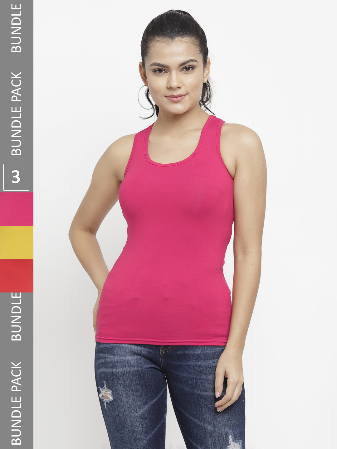 

N-Gal Pack of 3 Cotton Tank Tops, Red