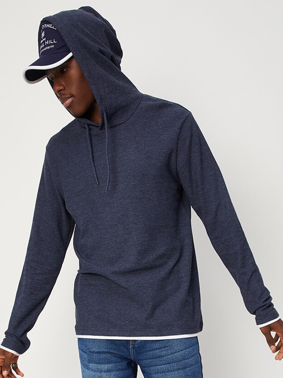 

max Men Hooded Cotton Sweatshirt, Blue