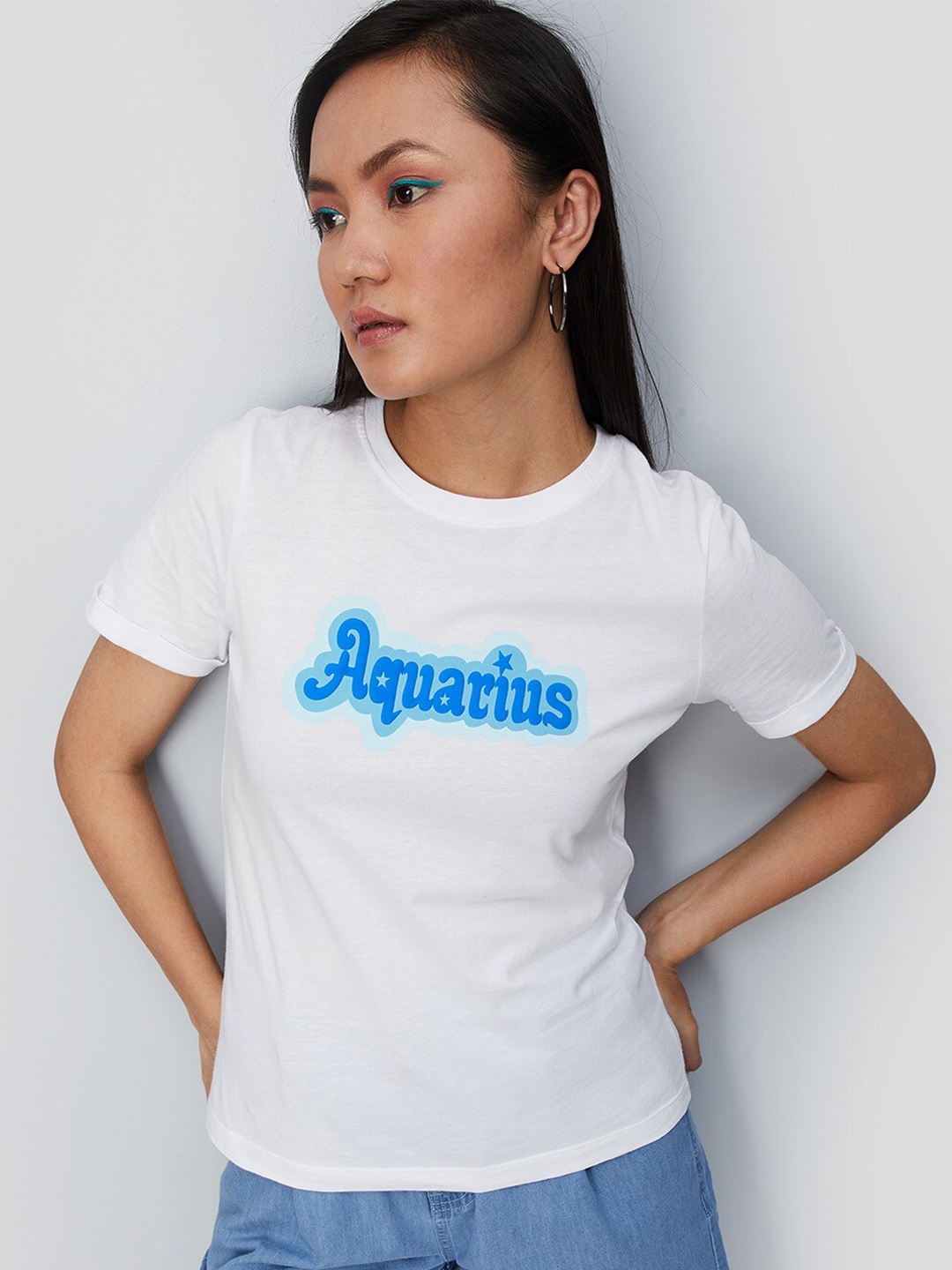 max Women Typography Printed T-shirt, White