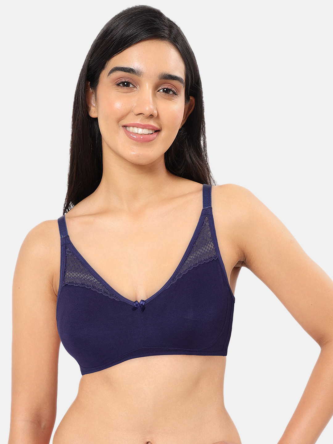 

Amante Non Padded Wirefree Lace Concealer T-Shirt Bra - BRA92201, Blue
