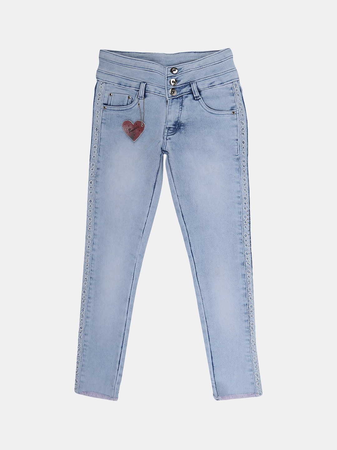 

V-Mart Girls Classic Slim Fit Heavy Fade Cotton Jeans, Blue