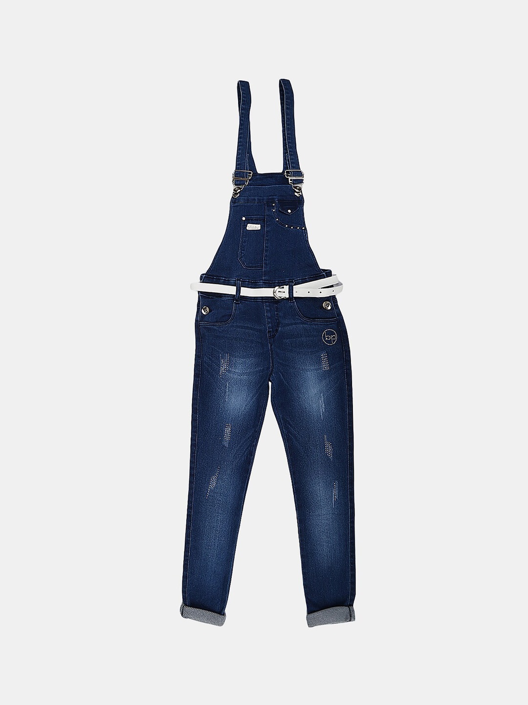

V-Mart Girls Classic Cotton Dungrees, Navy blue