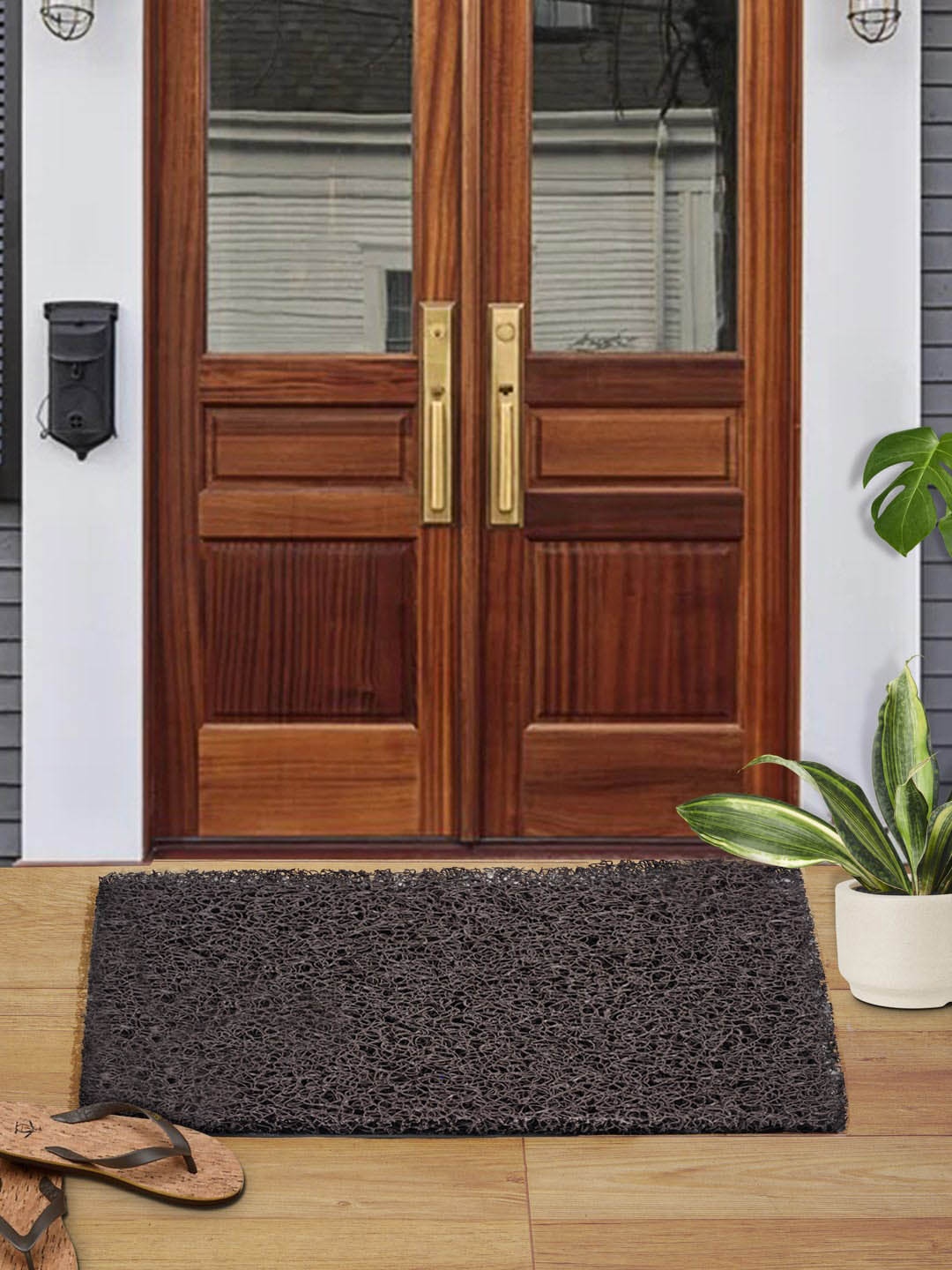 

DREAM WEAVERZ Dark Brown Anti-Skid Rubber Large SizeCoir Door Mat