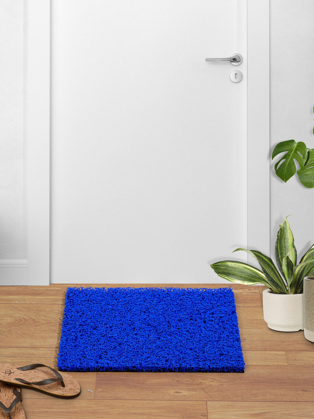

DREAM WEAVERZ Blue Solid Anti-Skid Rubber Coir Door Mat
