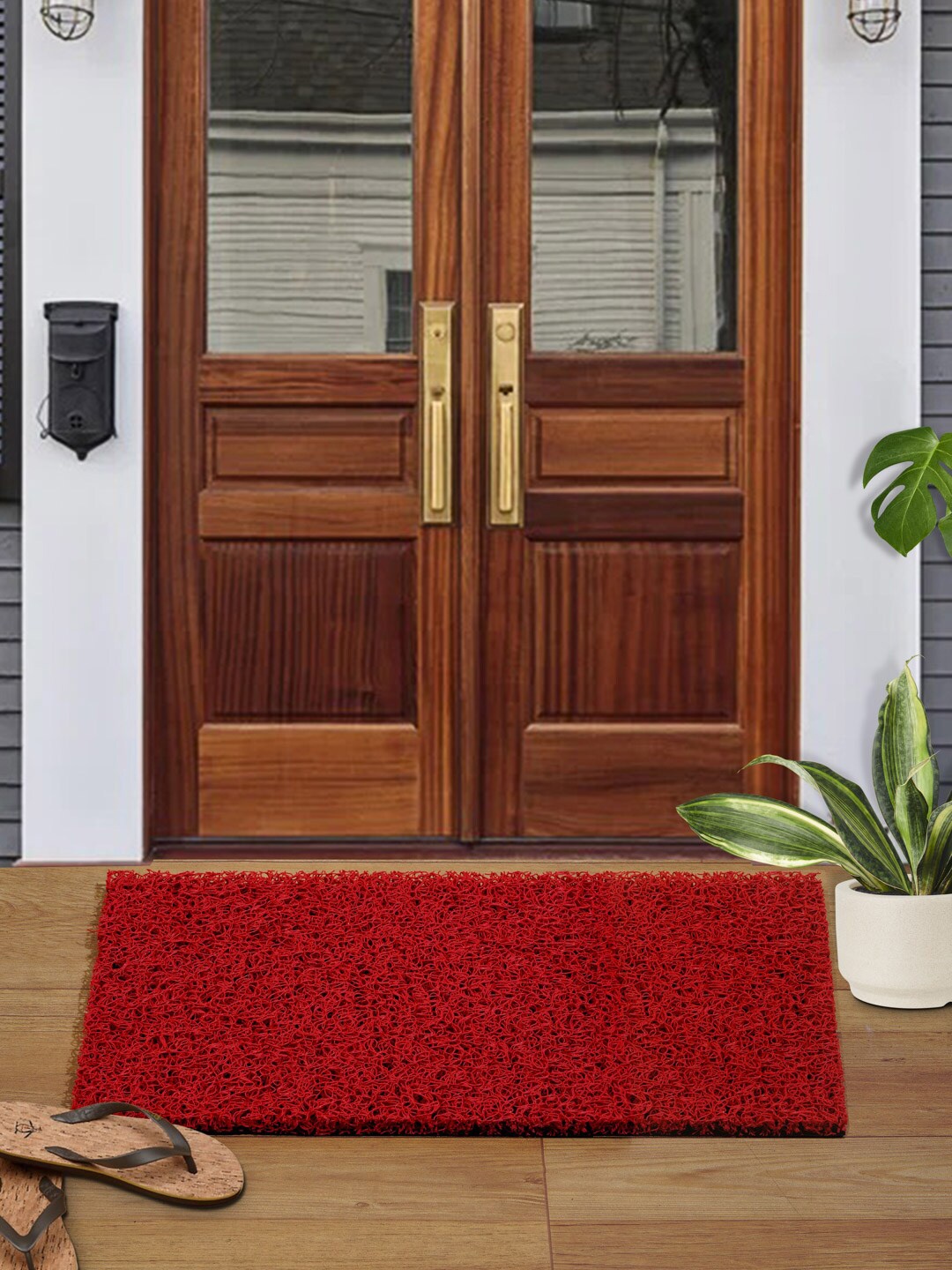 

DREAM WEAVERZ Red Anti-Skid Large Size Rubber Coir Door Mat