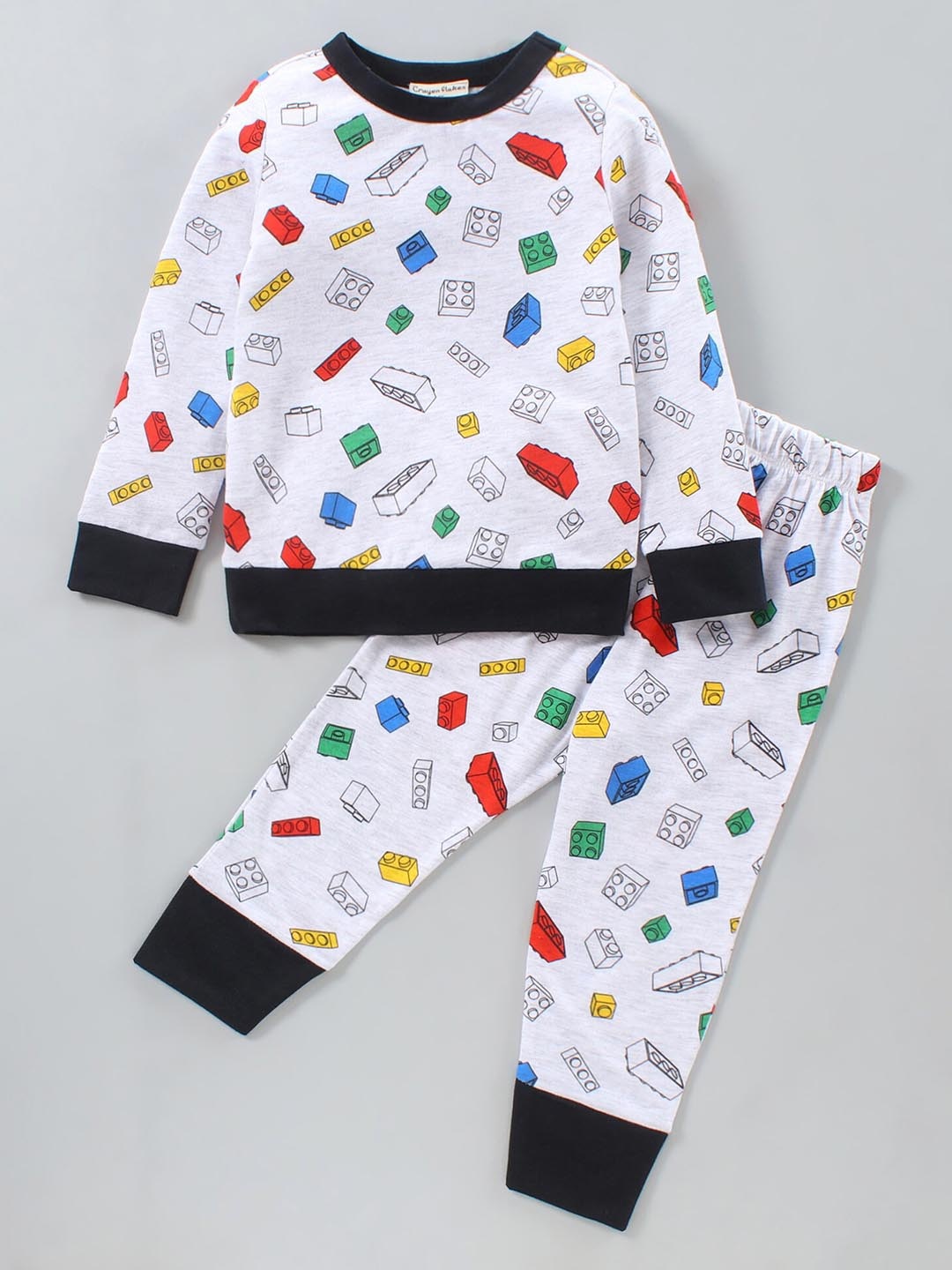

CrayonFlakes Boys Printed Pure Cotton Sweatshirt with Joggers, Off white