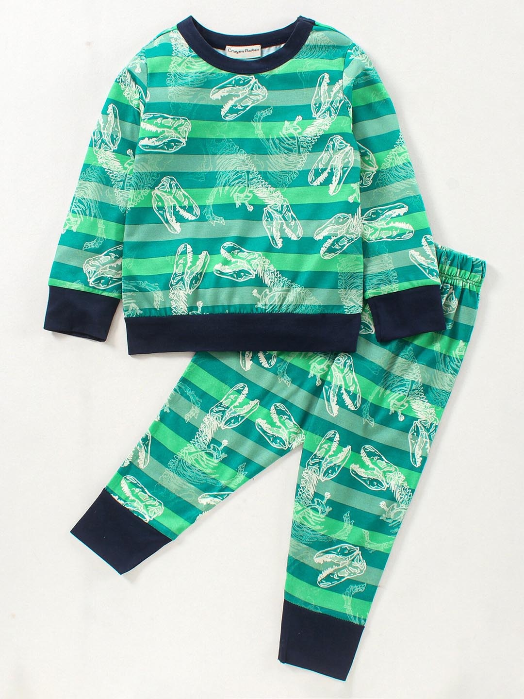 

CrayonFlakes Boys Printed T-shirt with Pyjama Set, Green