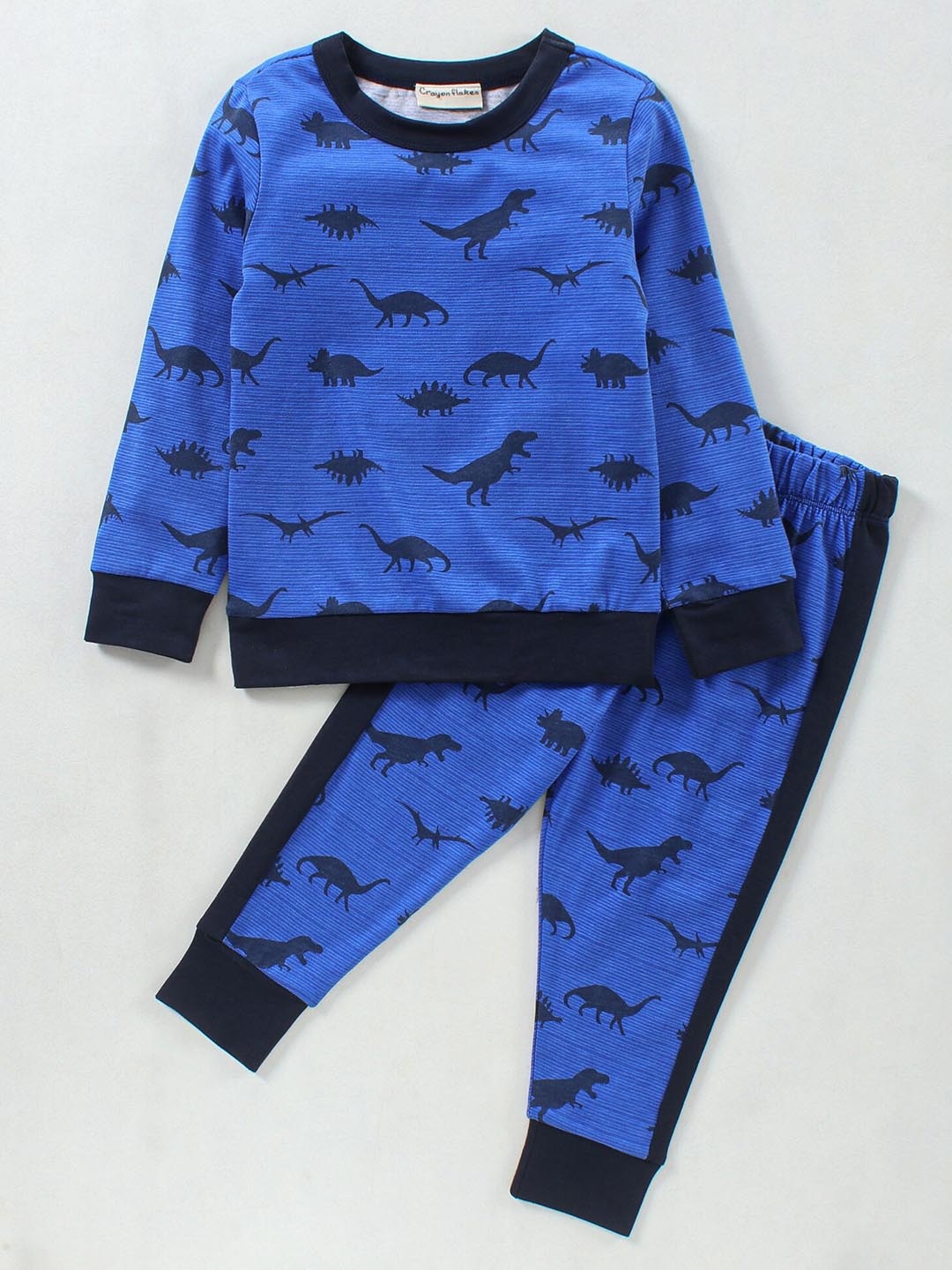 

CrayonFlakes Boys Pure Cotton Sweatshirt with Joggers, Blue