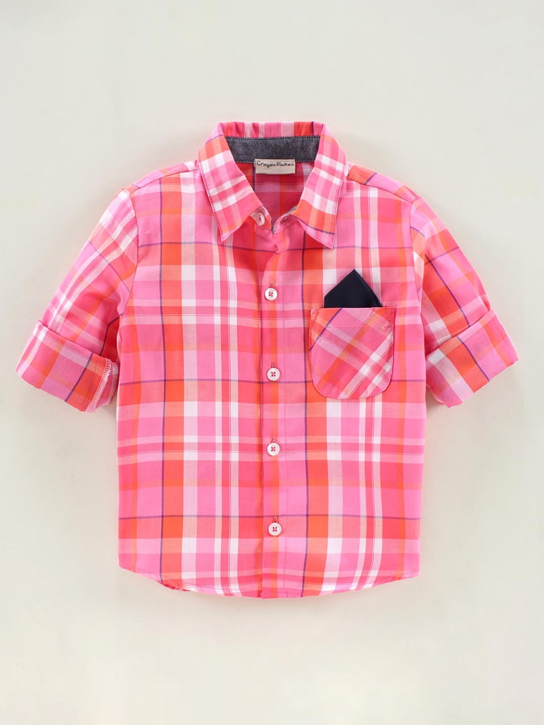 

CrayonFlakes Boys Standard Checked Casual Cotton Shirt, Pink