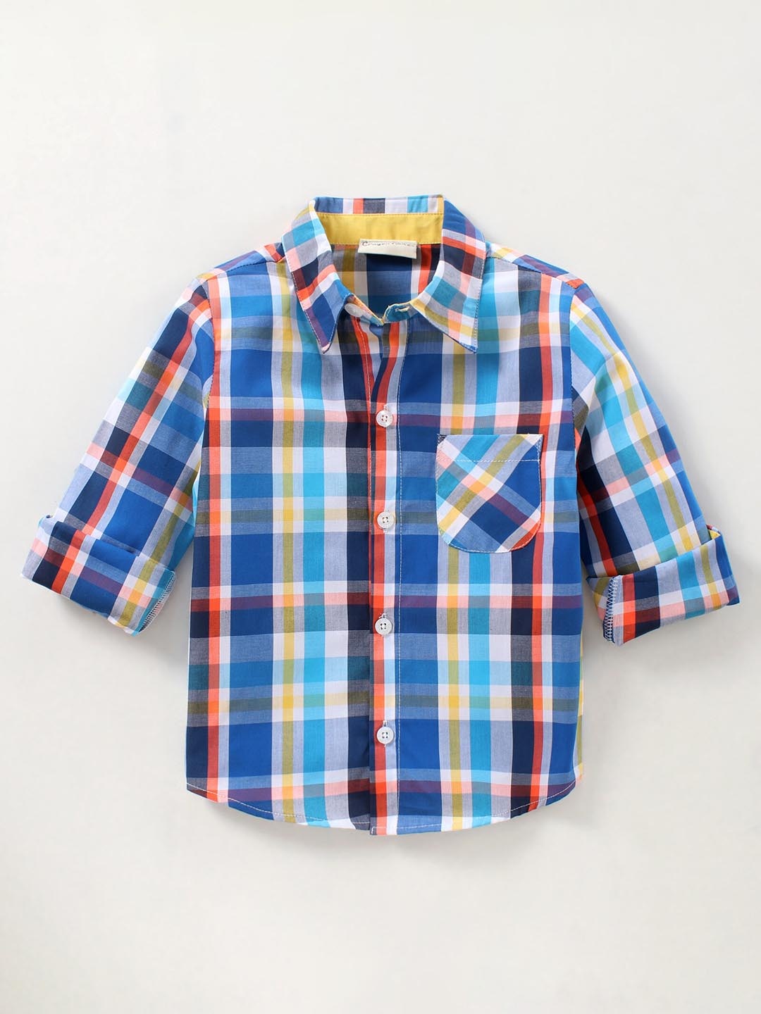 

CrayonFlakes Boys Standard Checked Casual Cotton Shirt, Blue