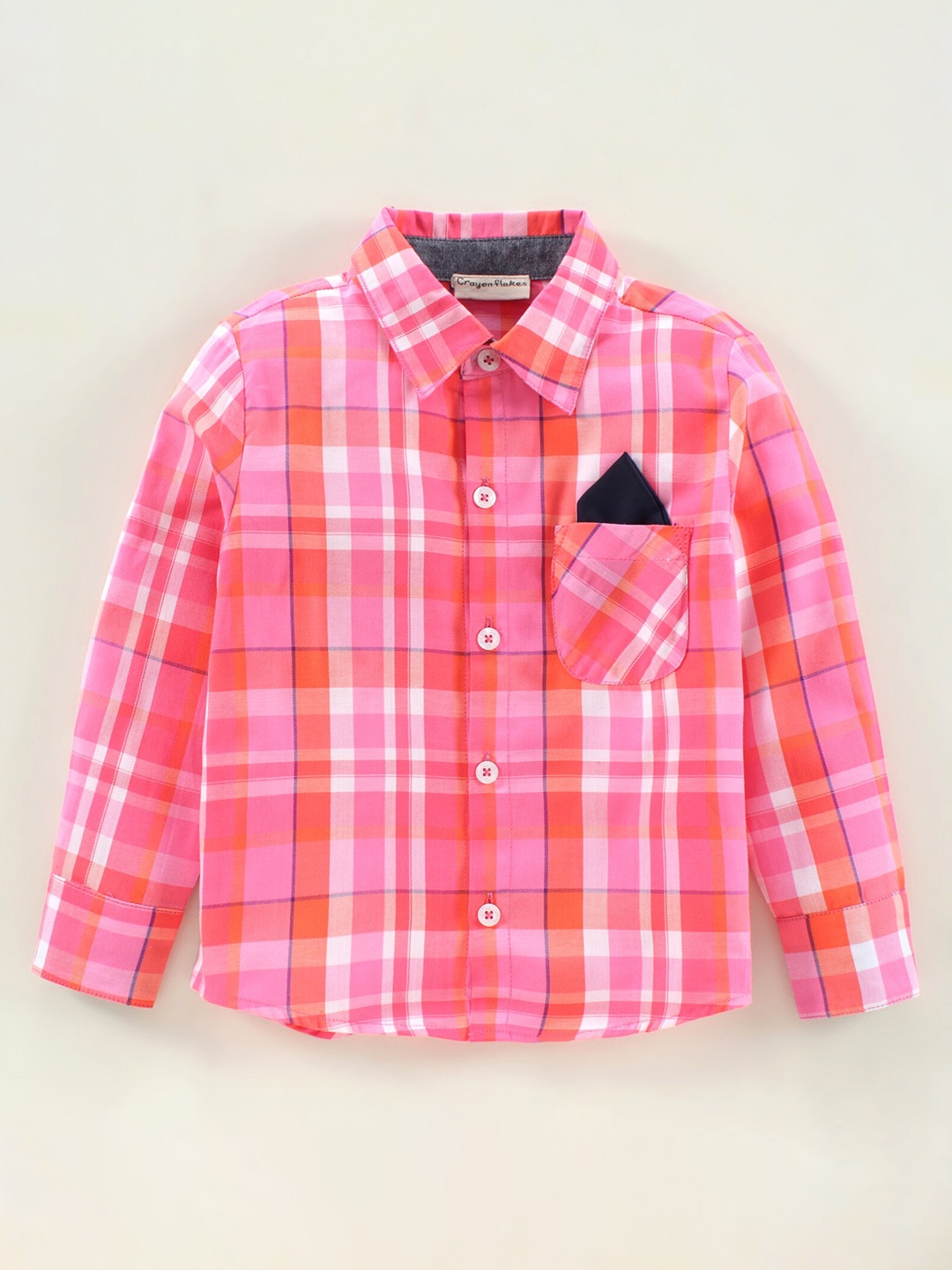 

CrayonFlakes Boys Standard Checked Casual Cotton Shirt, Pink