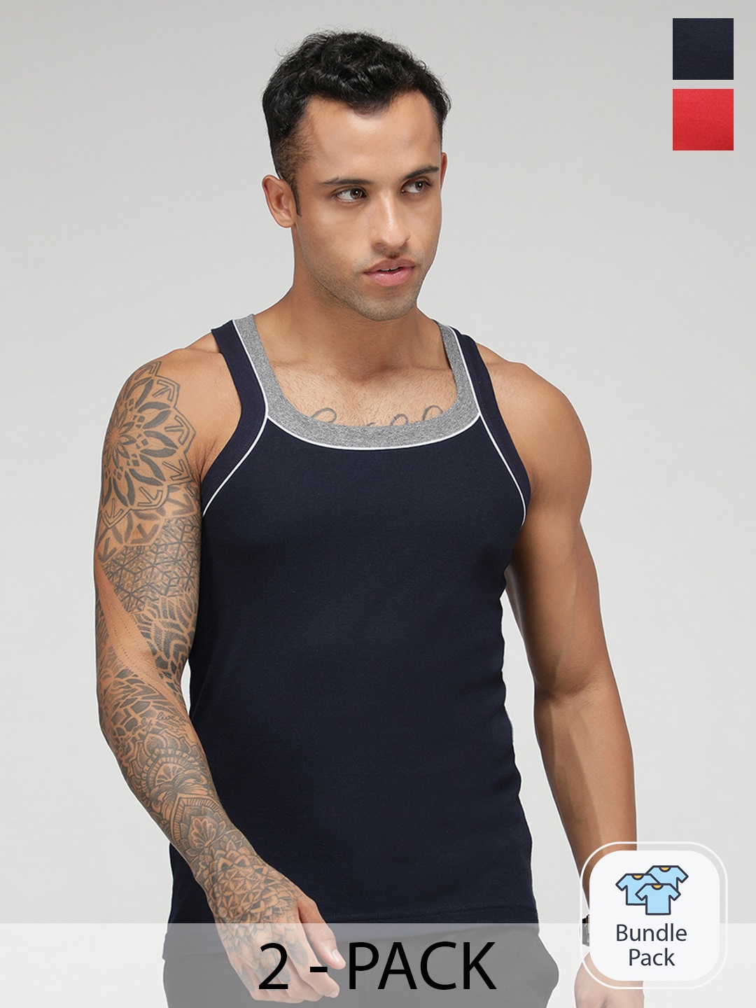 

SPORTO Men Pack Of 2 Cotton Innerwear Vests Vest888, Blue