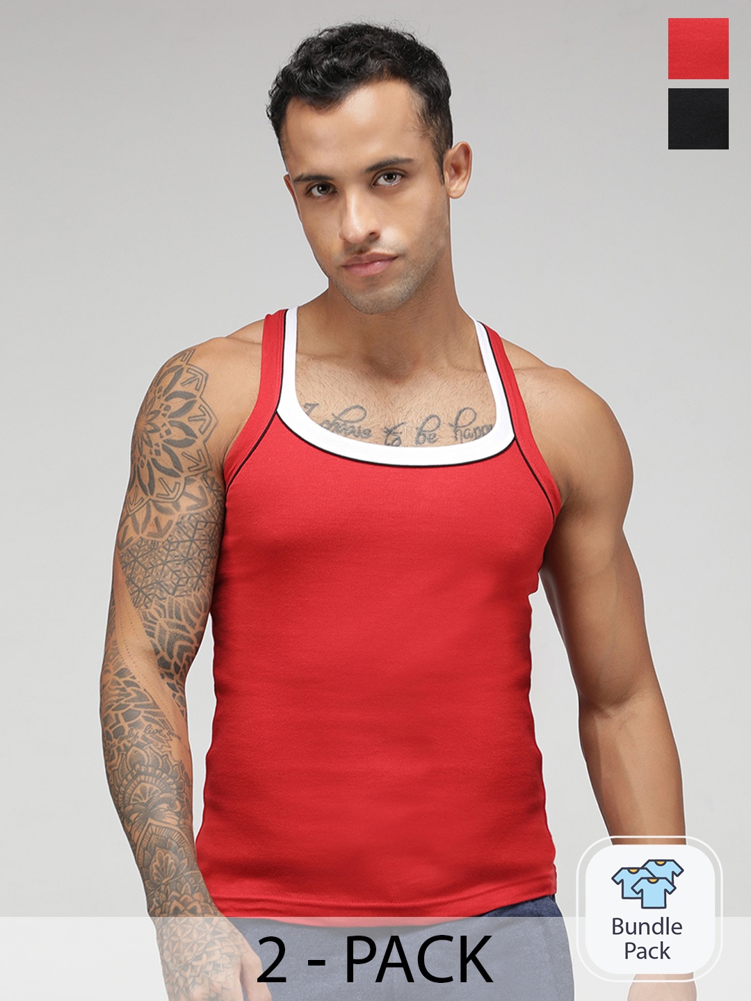 

SPORTO Men Pack Of 2 Anti Piling Super Combed Cotton Vest Vest888, Navy blue