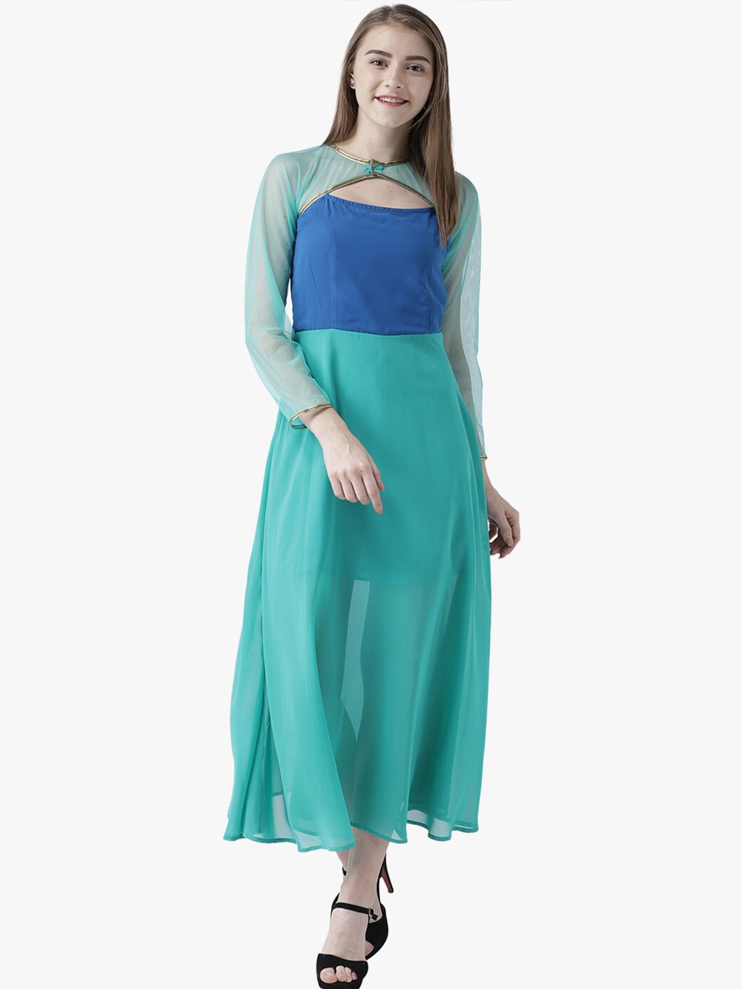 

DODO & MOA Colourblocked Midi Dress, Green