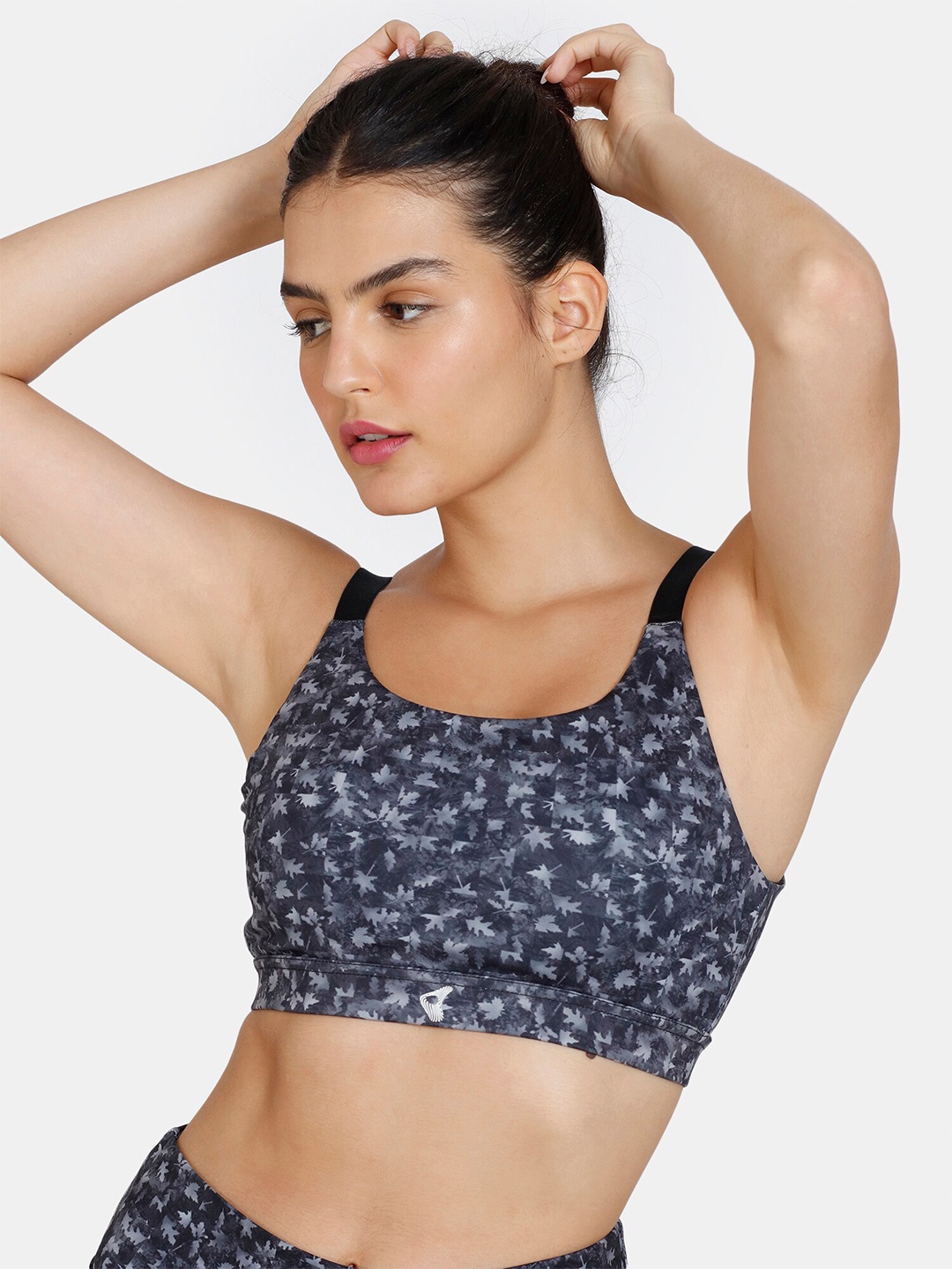 

Zelocity by Zivame Floral Non-Padded Sports Bra ZC40JYFASH0BLAK, Black