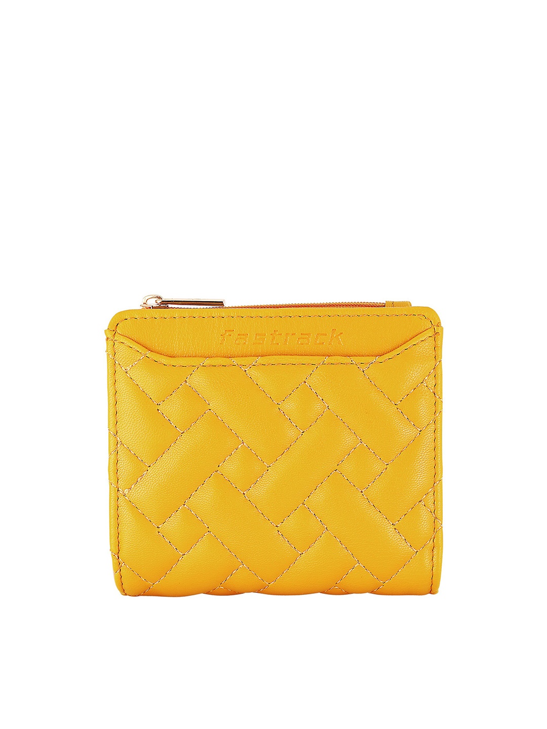 

Fastrack Women PU Quilted Two Fold Wallet, Mustard