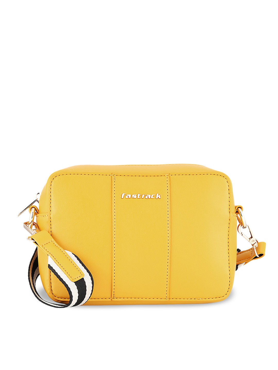 

Fastrack Colourblocked PU Bowling Sling Bag, Mustard