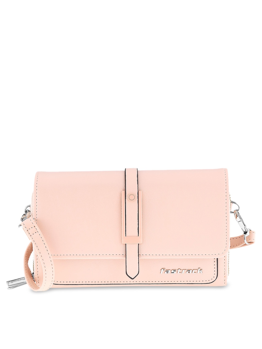

Fastrack Solid Structured Sling Bag, Pink
