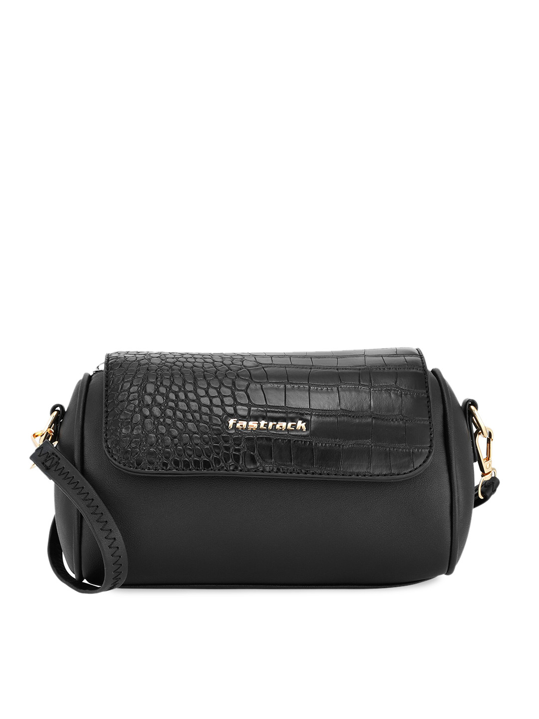 

Fastrack Textured Structured Sling Bag, Black