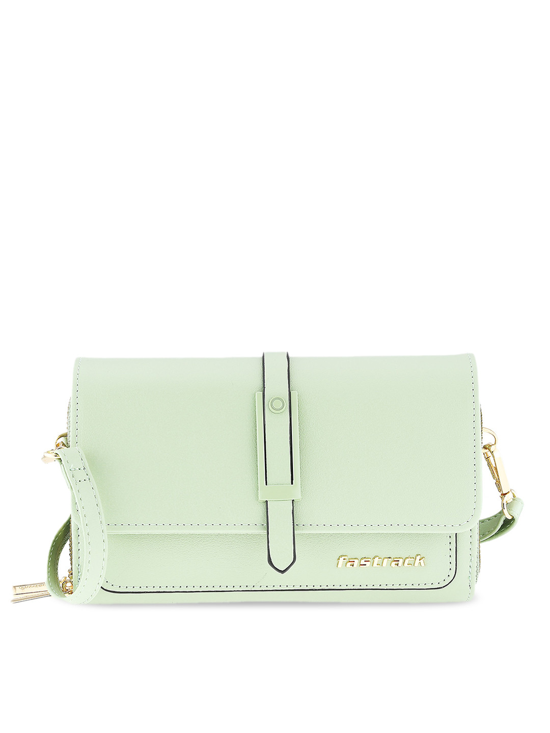

Fastrack Buckle Detailed Structured Sling Bag, Green