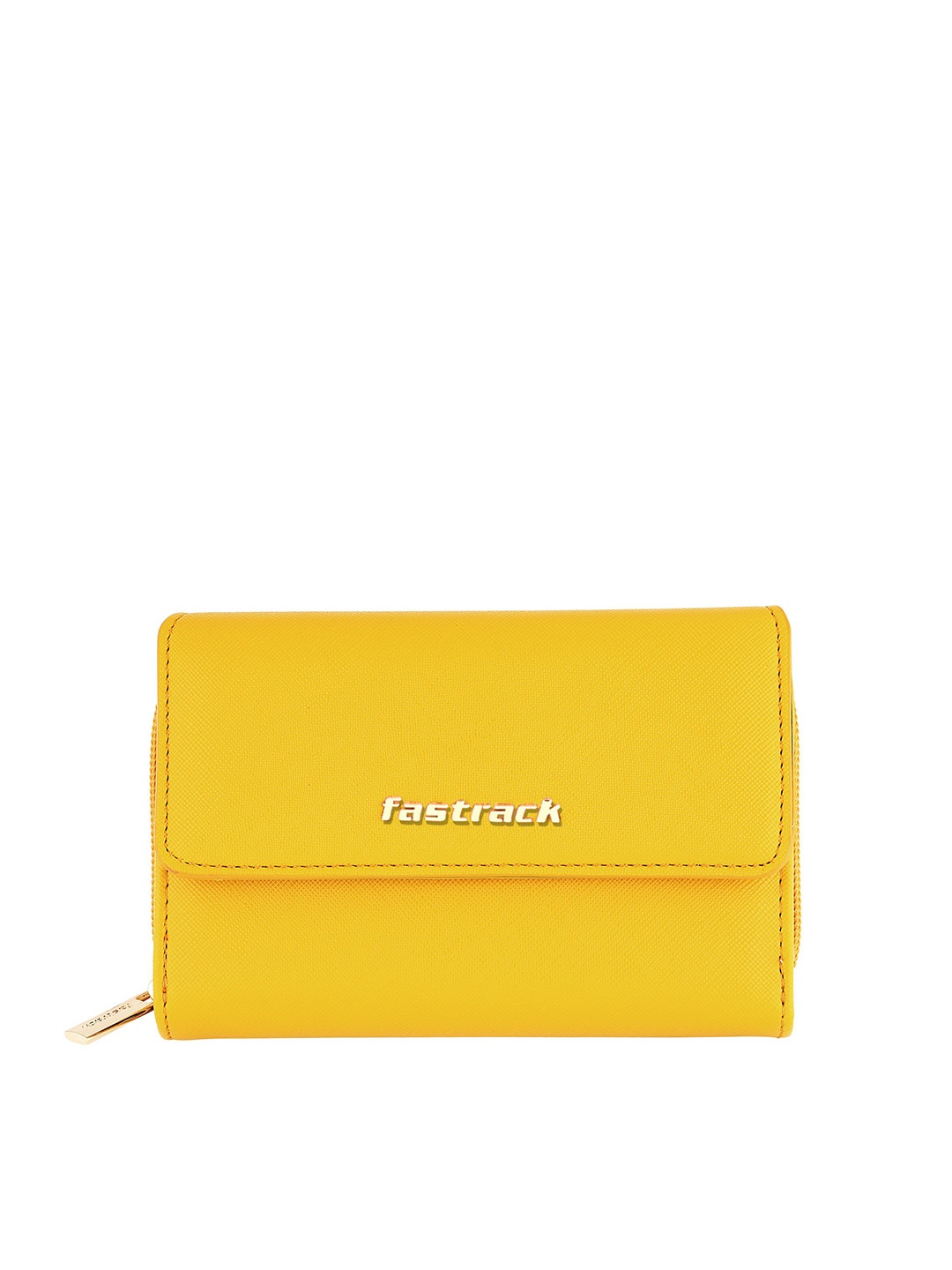 

Fastrack Women Textured Three Fold Wallet, Mustard