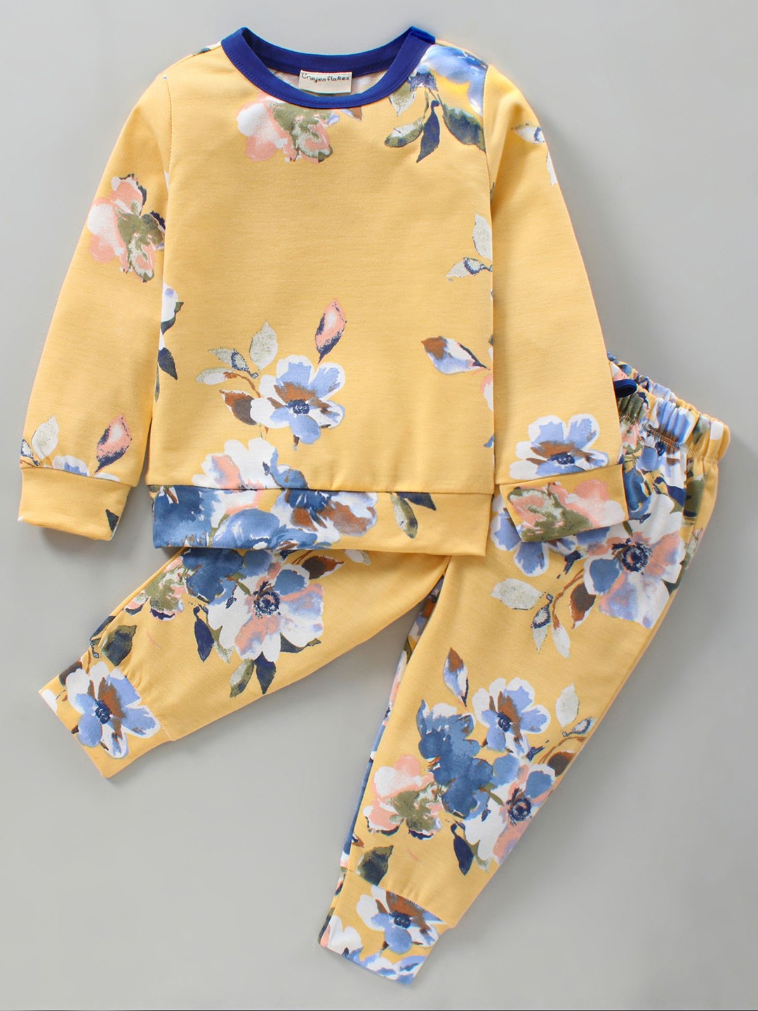 

CrayonFlakes Girls Printed Pure Cotton Top with Leggings, Yellow