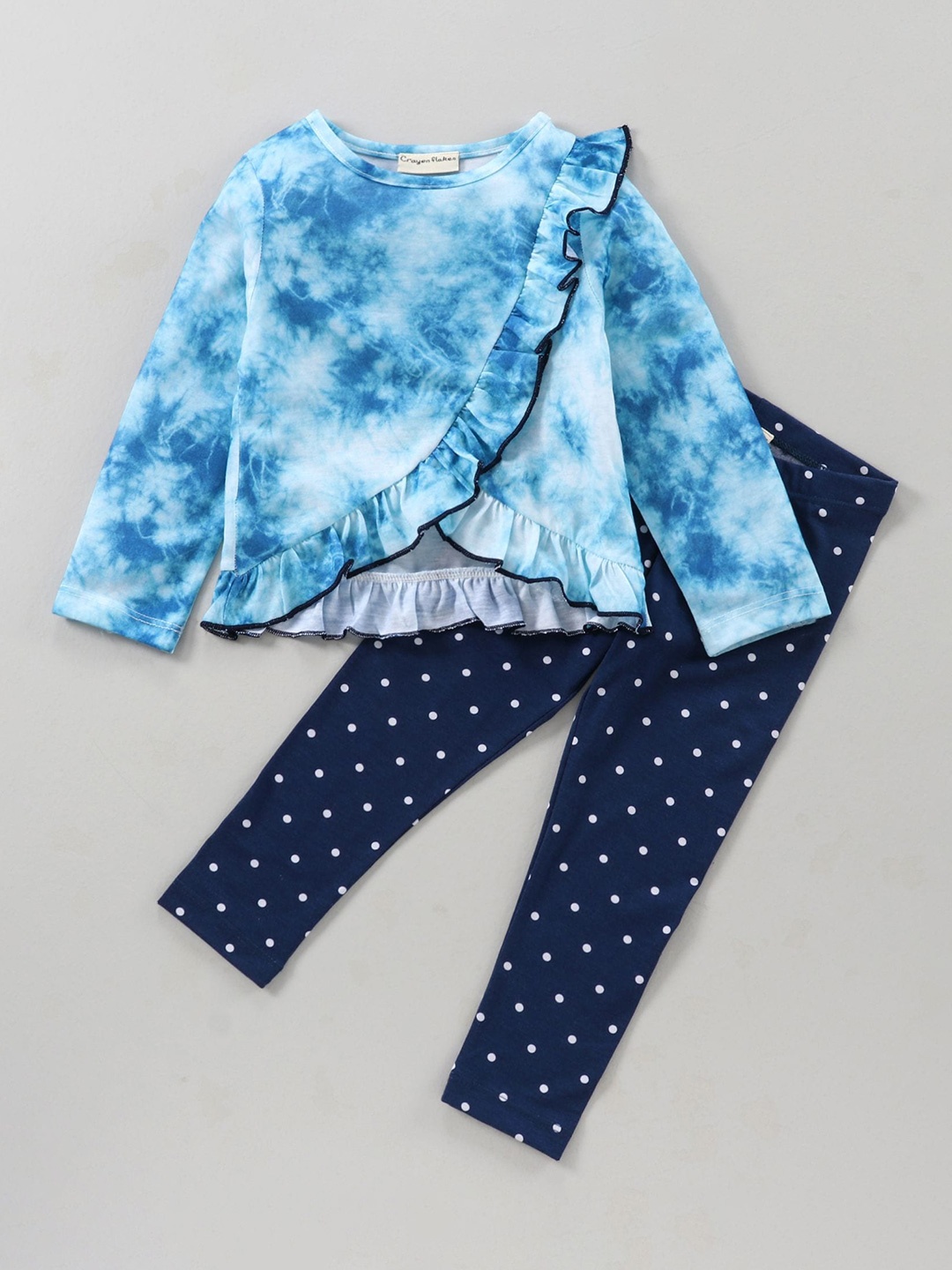 

CrayonFlakes Girls Printed Top with Leggings, Blue