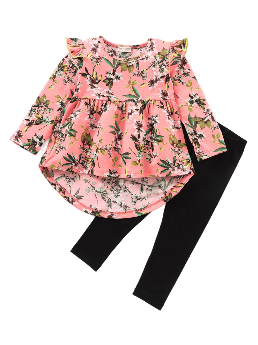 

CrayonFlakes Girls Printed Top with Leggings, Peach