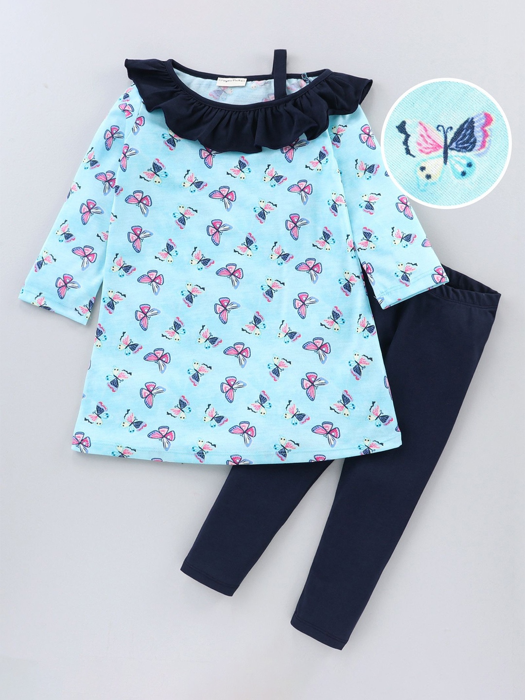

CrayonFlakes Girls Printed Top with Leggings, Blue
