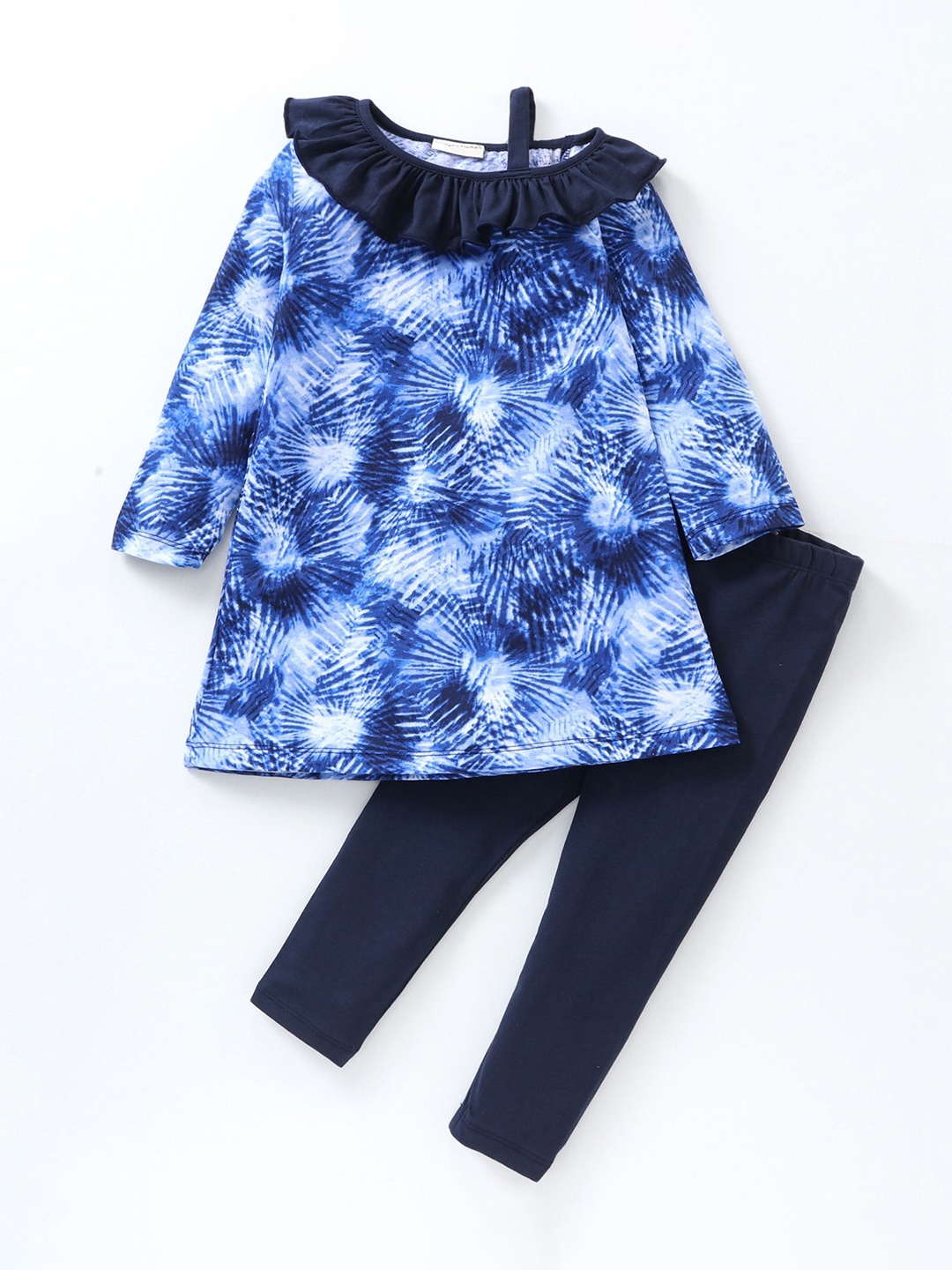

CrayonFlakes Girls Printed Pure Cotton Top with Leggings, Blue
