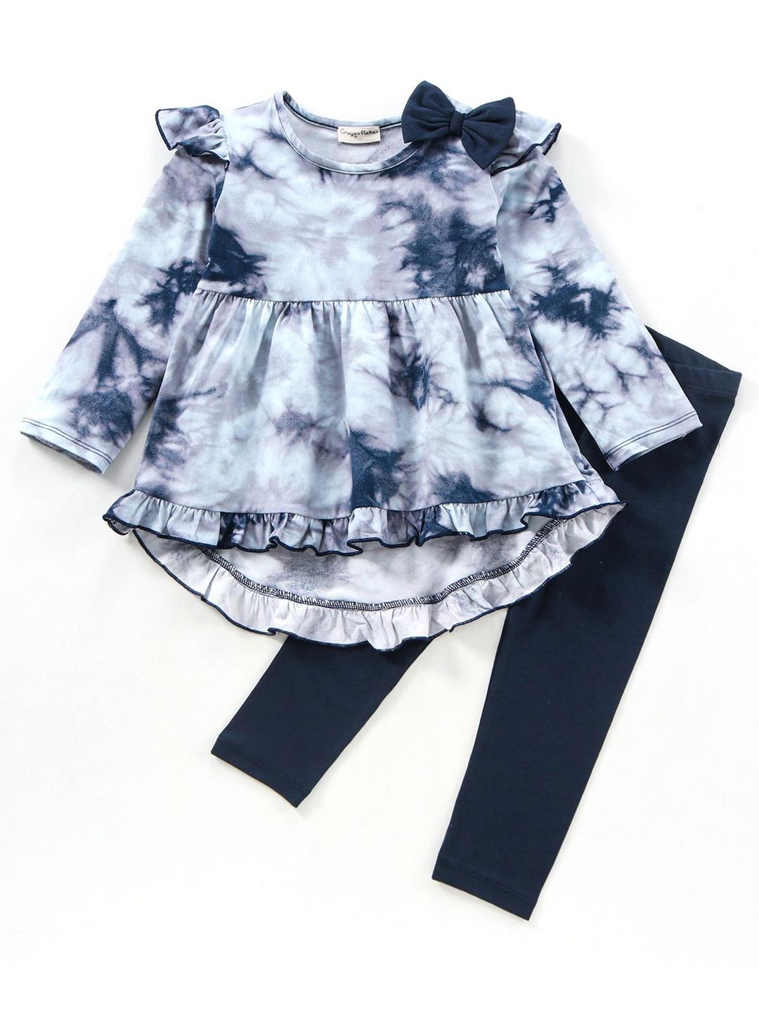 

CrayonFlakes Girls Dyed Top with Leggings, Blue