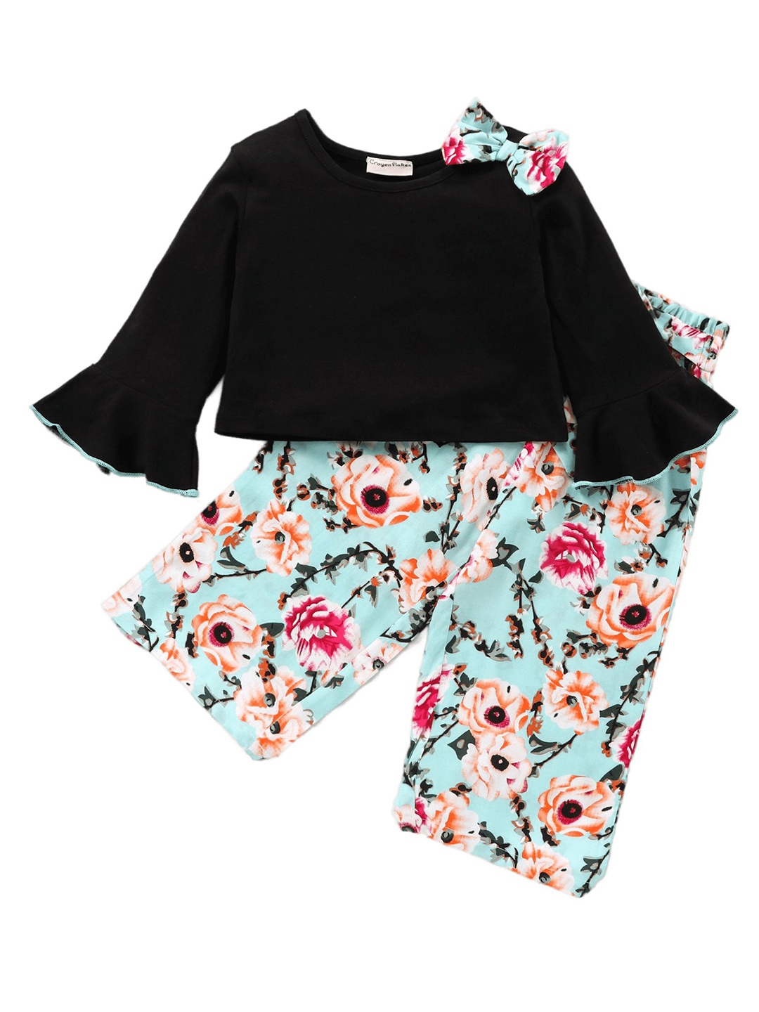 

CrayonFlakes Girls Top with Palazzos, Sea green