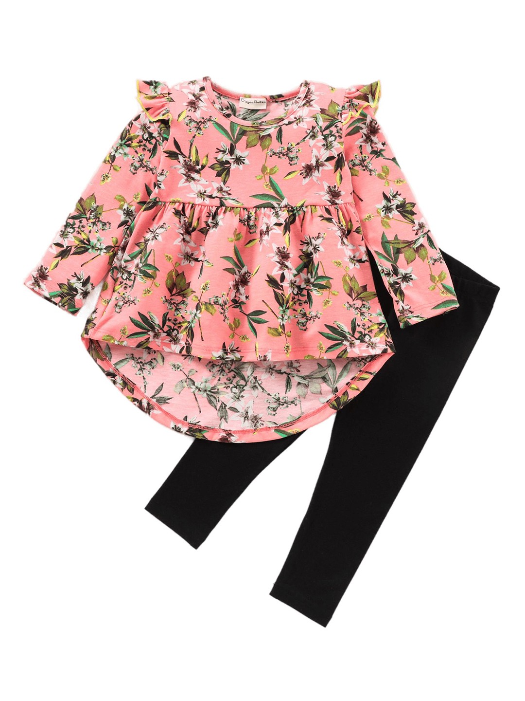 

CrayonFlakes Girls Printed Top with Leggings, Peach