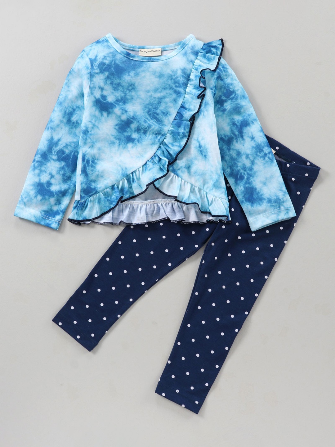 

CrayonFlakes Girls Dyed Top with Leggings, Blue