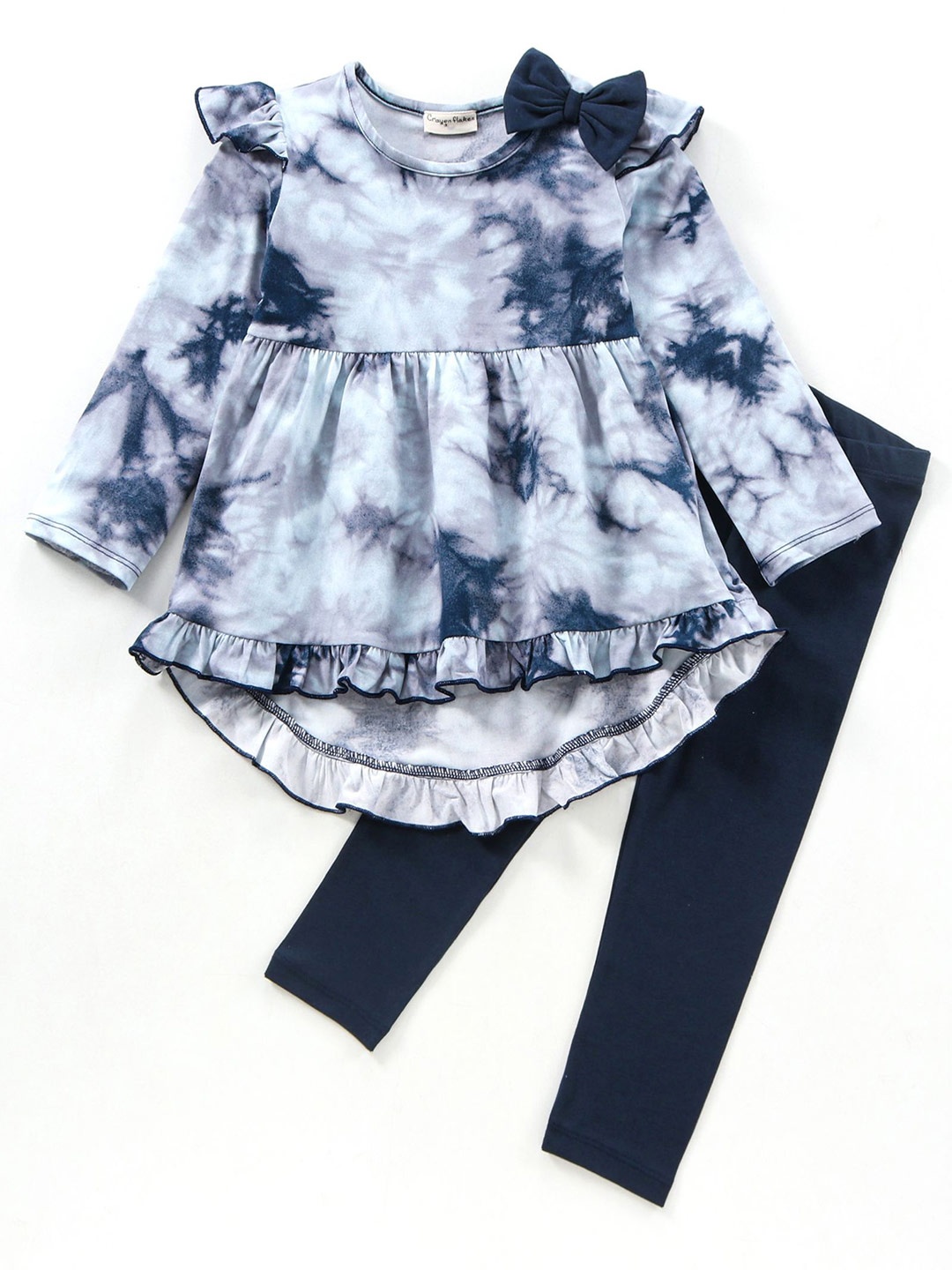 

CrayonFlakes Girls Dyed Top with Leggings, Blue